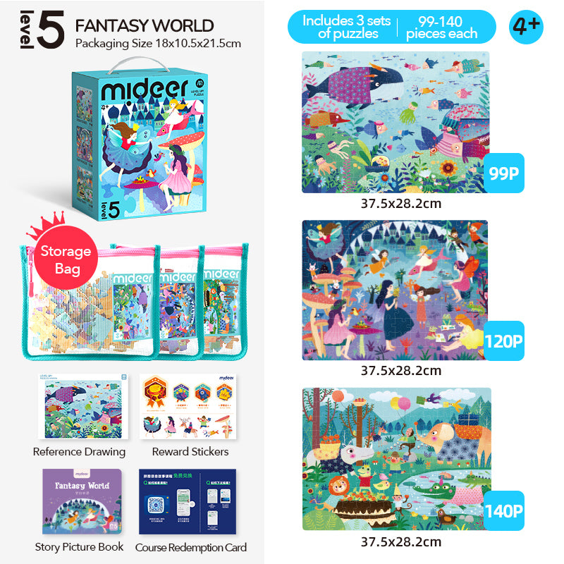 MIDEER Level Up! Puzzle (3 in 1) - Level 5 - Fantasy