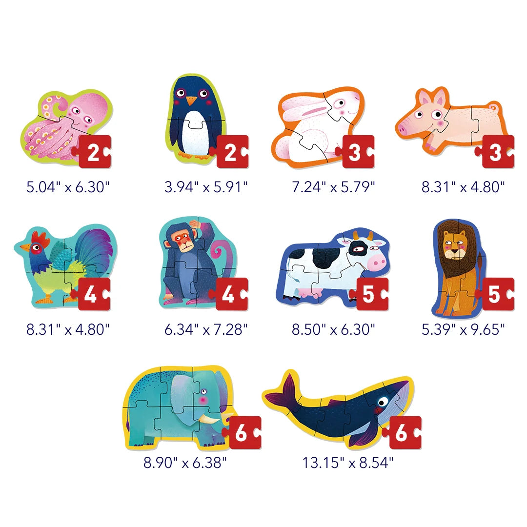 MIDEER Level Up! Puzzle (10 in 1) - Level 1 - Animals