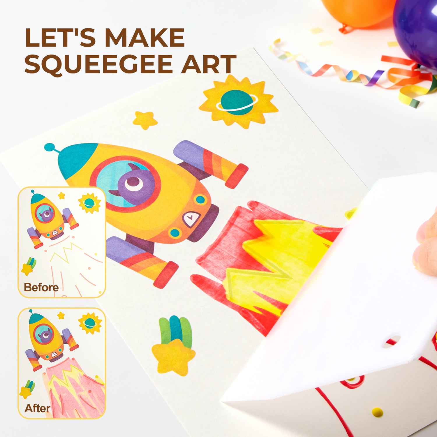 JARMELO Carnival Party Rainbow Squeegee Art
