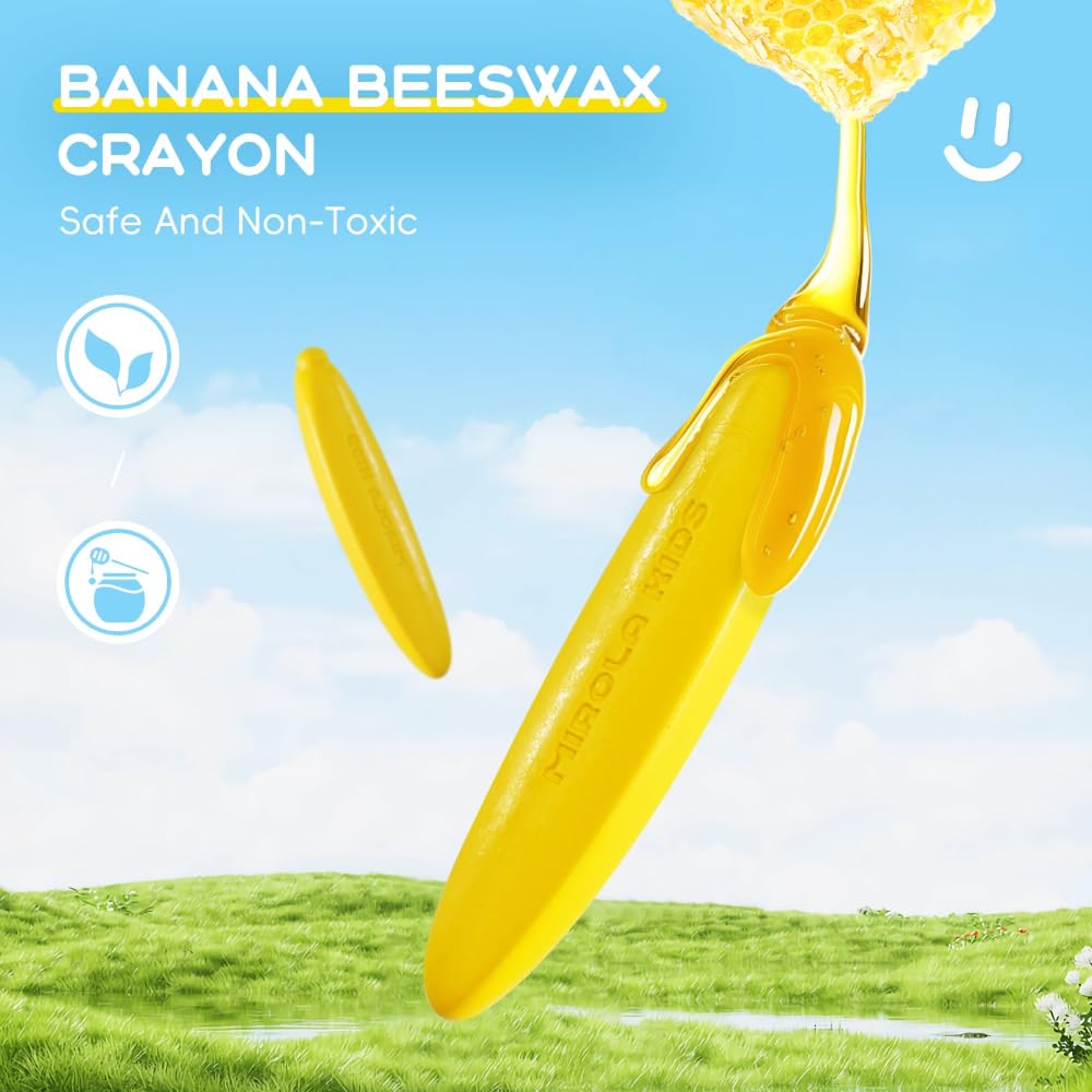 JARMELO Mess-Free Banana Crayons | Washable Toddler Crayons for Little Hands