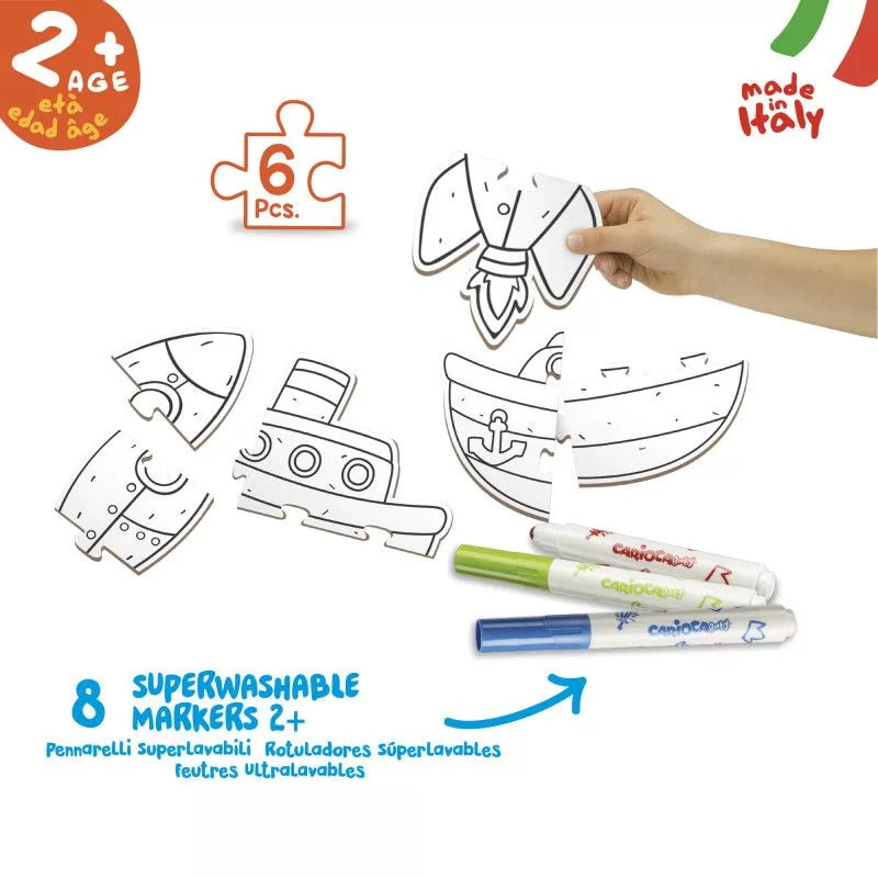 Carioca Baby Coloring Puzle + Markers – Transports