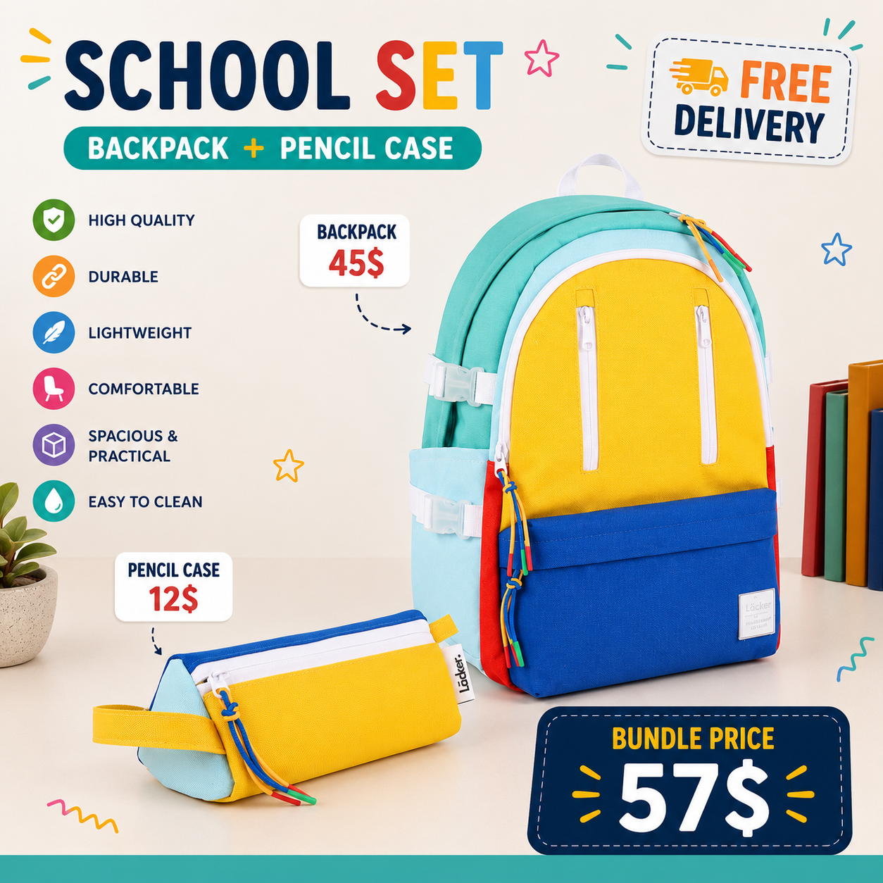 LOCKER School Set - Yellow & Royal Blue