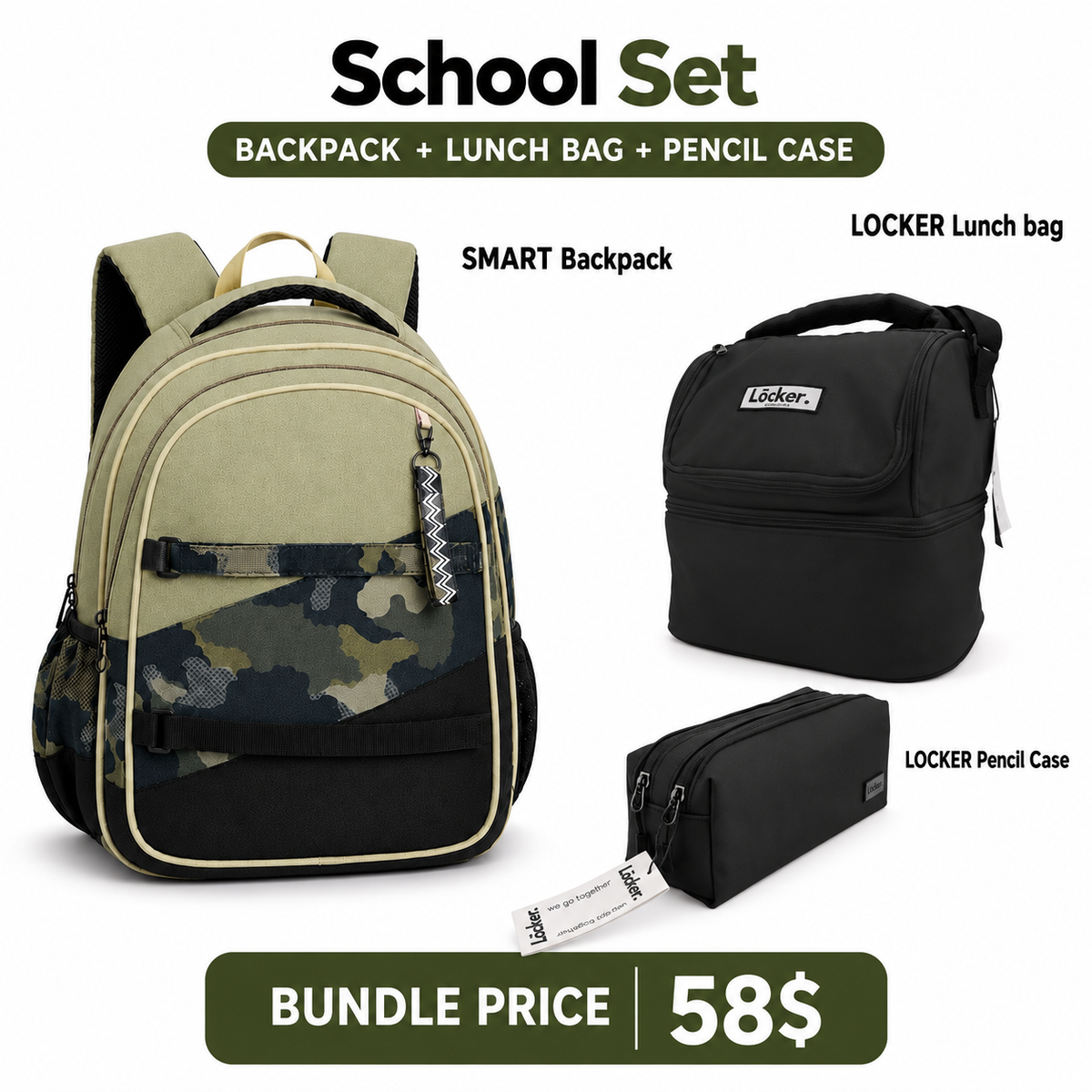 Black and Army School Set