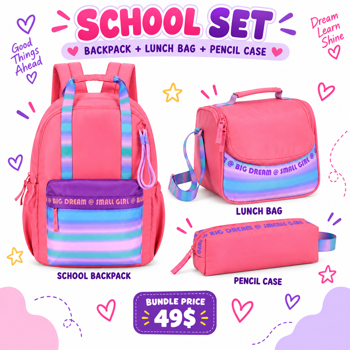 SMART School Set - Big Dream Small Girl- Pink