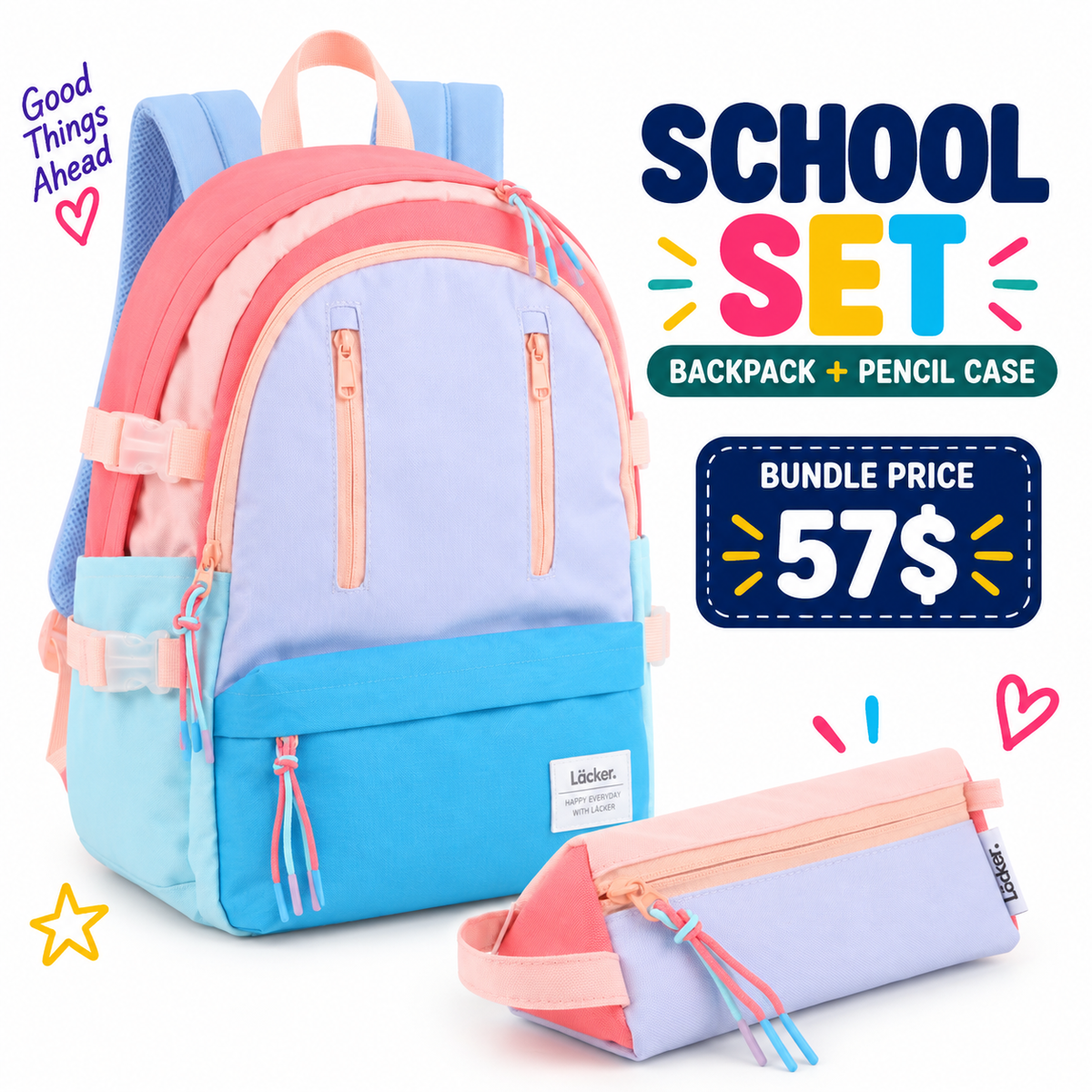 LOCKER School Set - Lavender & Blue