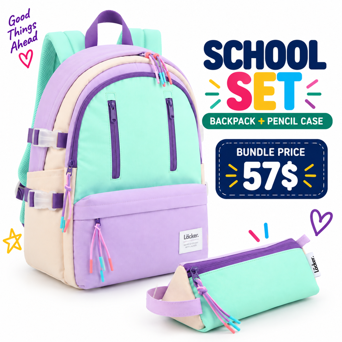 LOCKER School Set - Mint & Lilac