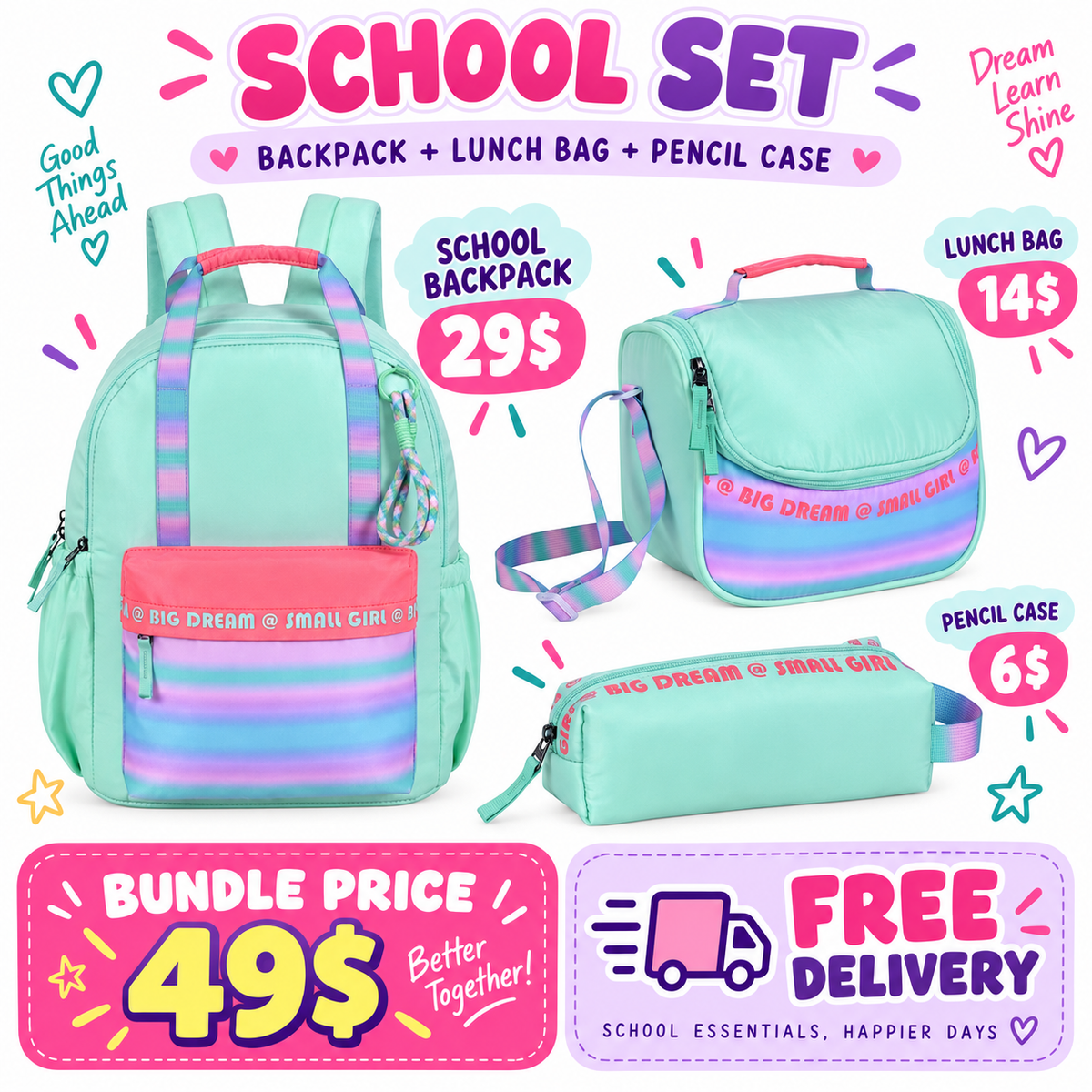 SMART School Set - Big Dream Small Girl- Green