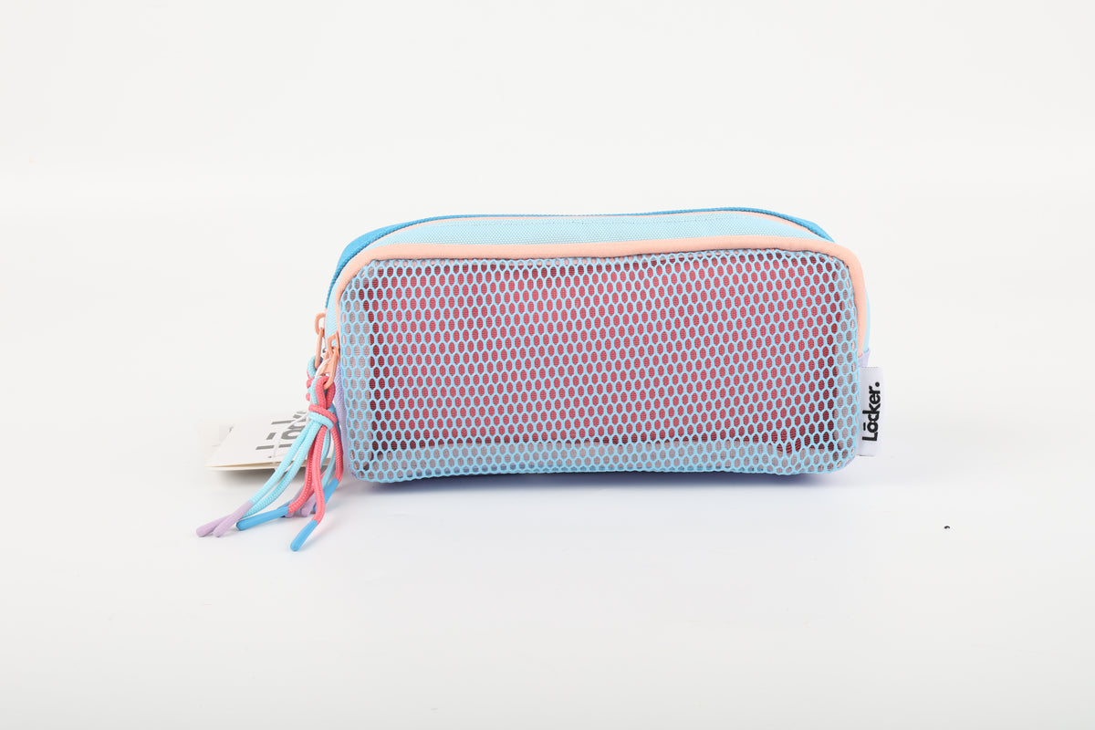 LOCKER Mesh Pencil Case - Ocean Blue & Peach