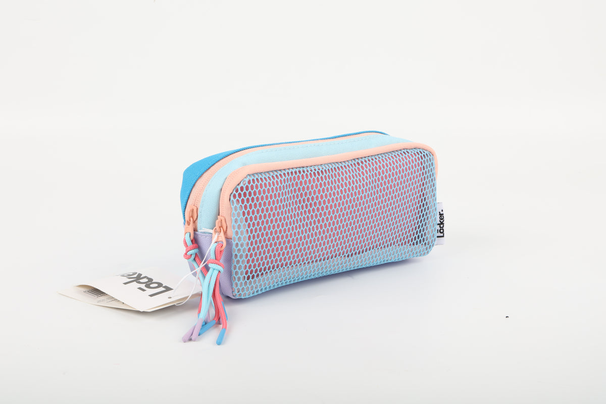 LOCKER Mesh Pencil Case - Ocean Blue & Peach