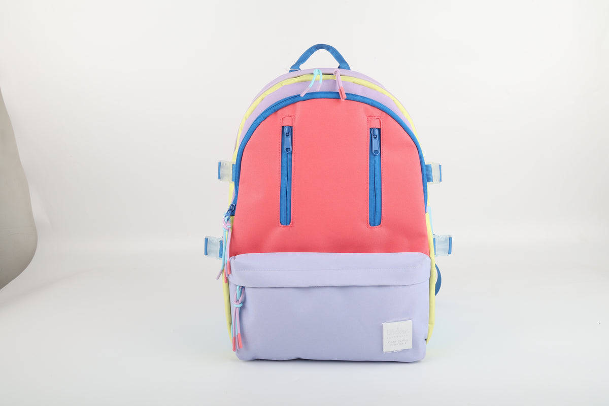 LOCKER Multi-Zip Backpack- Pink & Lavender