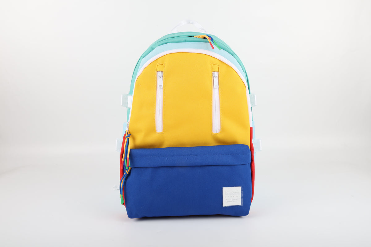 LOCKER Multi-Zip Backpack- Yellow & Royal Blue