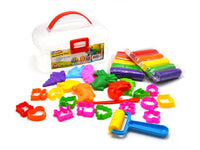Kid Art Modeling Clay 760gr 12 Colors 24 Molds +1 Tool And Roller In Plastic Box