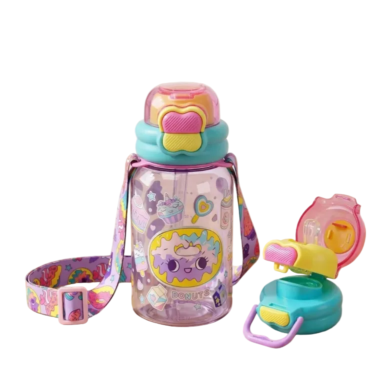 VEST Cupcake Donuts Kids Water Bottle 600ML Straw Type 3-Way Drinking