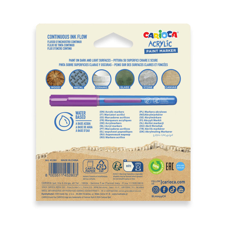 Carioca Acrylic Paint Markers – Set of 5