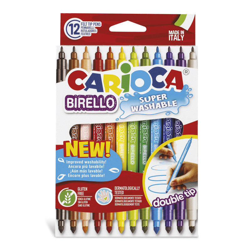 Carioca Birello Superwashable Double Tip Pens - Set of 12