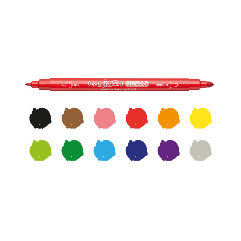 Carioca Birello Superwashable Double Tip Pens - Set of 12