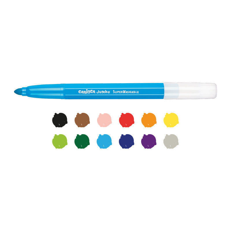 Carioca Jumbo Superwashable Maxi Tip Pens - Set of 12